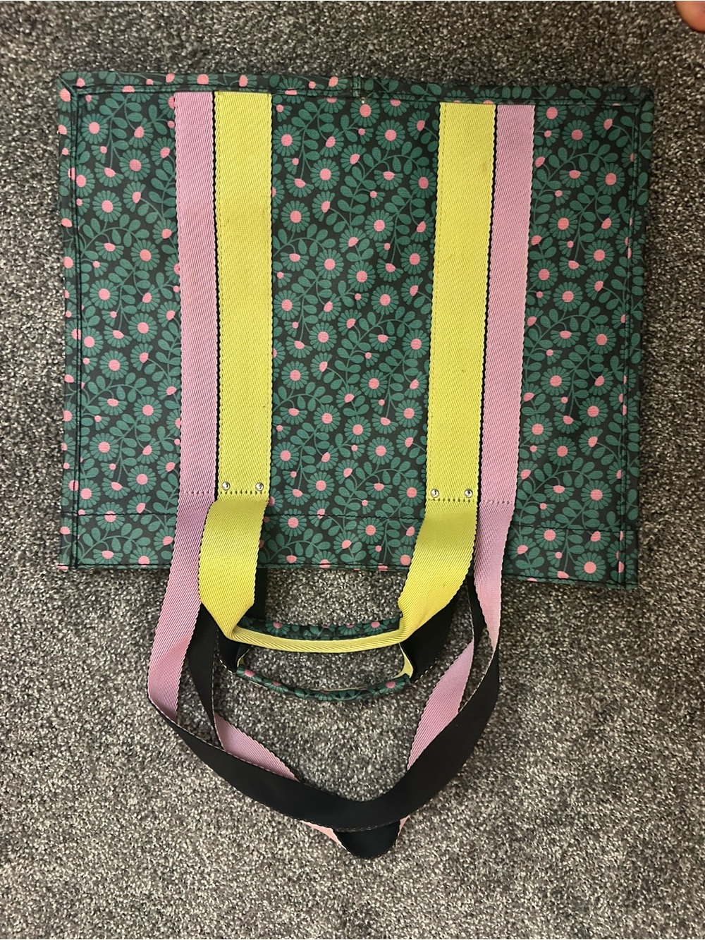 Orla Kiely Floral Print Tote Bag with Pink & Yellow Straps